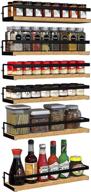 wall mounted spice rack organizer with 415 labels - pantry and kitchen cabinet seasoning organizer for floating shelves storage in bathroom and kitchen, black logo