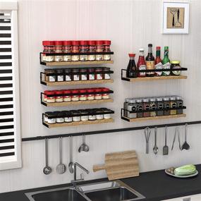 img 3 attached to Wall Mounted Spice Rack Organizer with 415 Labels - Pantry and Kitchen Cabinet Seasoning Organizer for Floating Shelves Storage in Bathroom and Kitchen, Black