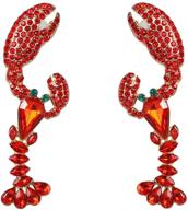 🦀 crayfish crab rhinestone stud earrings | shimmering animal jewelry for women and girls logo