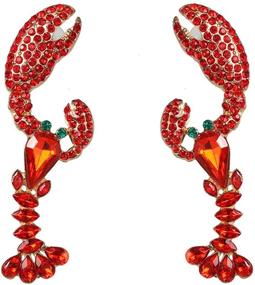 img 3 attached to 🦀 Crayfish Crab Rhinestone Stud Earrings | Shimmering Animal Jewelry for Women and Girls