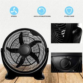 img 2 attached to 🌬️ HealSmart 18-Inch Quiet 3-Speed Plastic Floor Fans for Home, Commercial, Residential, and Greenhouse Use - Outdoor/Indoor, Black