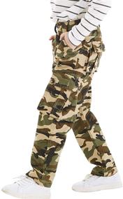 img 2 attached to 👖 BYCR Boys' 100% Cotton Multi-pocket Chino Cargo Pants for Kids Sizes 5-18