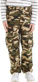 img 4 attached to 👖 BYCR Boys' 100% Cotton Multi-pocket Chino Cargo Pants for Kids Sizes 5-18