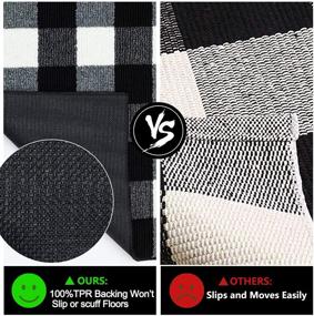 img 3 attached to 🖤 Premium Black and White Buffalo Plaid Rug: 20"x32" Indoor Doormat Front Door Mat with Non Slip Technology – Super Absorbent, Resists Dirt – Machine Washable, Low Profile Entrance Rug