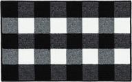 🖤 premium black and white buffalo plaid rug: 20"x32" indoor doormat front door mat with non slip technology – super absorbent, resists dirt – machine washable, low profile entrance rug логотип