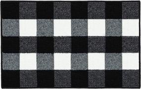 img 4 attached to 🖤 Premium Black and White Buffalo Plaid Rug: 20"x32" Indoor Doormat Front Door Mat with Non Slip Technology – Super Absorbent, Resists Dirt – Machine Washable, Low Profile Entrance Rug