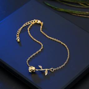 img 1 attached to 18K Gold Plated Rose Flower Adjustable Anklet for 🌹 Women - 3UMeter Gold Anklet, Perfect Gift for Beach Girls