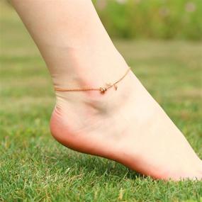 img 4 attached to 18K Gold Plated Rose Flower Adjustable Anklet for 🌹 Women - 3UMeter Gold Anklet, Perfect Gift for Beach Girls