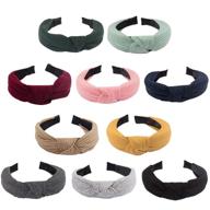 jaciya 10-piece knotted headbands for women: wide, solid, and stylish options in 10 colors! logo