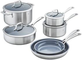 img 4 attached to 🍳 10-pc ZWILLING Spirit Ceramic Nonstick Cookware Set - Dutch Oven, Fry Pan, Saucepan - Stainless Steel