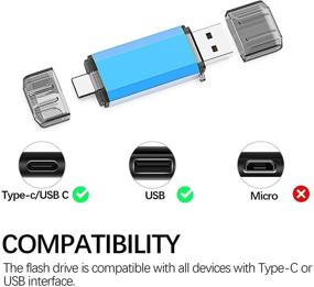 img 1 attached to 🔵 Alihelan 32GB USB C Flash Drive - 2-in-1 OTG Dual Type C Thumb Drive, USB 3.0 Pen Drive Memory Stick Photo Stick for USB-C Smartphone Tablet Mac PC Computers MacBook Laptop, Blue