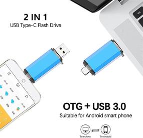 img 2 attached to 🔵 Alihelan 32GB USB C Flash Drive - 2-in-1 OTG Dual Type C Thumb Drive, USB 3.0 Pen Drive Memory Stick Photo Stick for USB-C Smartphone Tablet Mac PC Computers MacBook Laptop, Blue