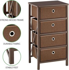 img 3 attached to 🗄️ mDesign 4 Drawer Foldable Dresser Storage Unit Chest - Wood Frame: Efficient Organizer for Household Storage in Espresso Brown