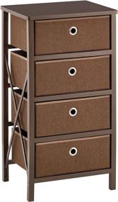 img 1 attached to 🗄️ mDesign 4 Drawer Foldable Dresser Storage Unit Chest - Wood Frame: Efficient Organizer for Household Storage in Espresso Brown