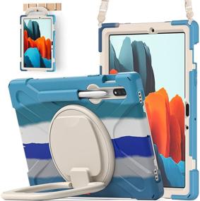 img 4 attached to BATYUE Samsung Galaxy Tab S7 (2020) Case Shockproof Protective Rugged Case With [Pencil Holder][Rotating Portable Bracket][Shoulder Strap] 11-Inch Protective Cover SM-T870 /T875 /T876 (Colourful Blue)