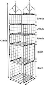 img 3 attached to 📦 X-Cosrack Metal Wire Hanging Shelves Organizer Basket - 5 Tier Adjustable Collapsible Wardrobe Organizer for Closet, Dormitory - Black Housewares Organizer