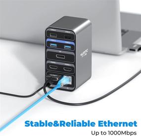 img 1 attached to 🔌 MacBook Pro/Air USB C Dual Monitor Docking Station - Multiport Adapter Hub with 2 HDMI, DP, 6 USB, Ethernet, PD 3.0, Audio, USB C Dock