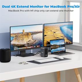 img 3 attached to 🔌 MacBook Pro/Air USB C Dual Monitor Docking Station - Multiport Adapter Hub with 2 HDMI, DP, 6 USB, Ethernet, PD 3.0, Audio, USB C Dock