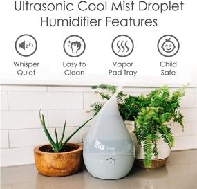 img 2 attached to 🌬️ Crane Droplet Ultrasonic Cool Mist Humidifier – 0.5 Gallon, 250 Sq Ft Coverage, Optional Vapor Pad Slot – Ideal for Plants, Home, Bedroom, Baby Nursery, Office – Grey