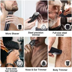 img 3 attached to 🧔 Hatteker 6-in-1 Beard Trimmer Hair Clipper Grooming Kit - Electric Shaver Razor for Men - Mustache, Nose, Ear, Body Precision Trimmer Groomer - Multigroom IPX7 Waterproof - Cordless & Rechargeable