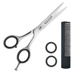 img 4 attached to 💇 Professional Hair Cutting Scissors Set - 5.5" Stainless Steel Hairdressing Scissors Kit with 2 Pairs of Detachable Finger Rings and Leather Case