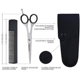 img 3 attached to 💇 Professional Hair Cutting Scissors Set - 5.5" Stainless Steel Hairdressing Scissors Kit with 2 Pairs of Detachable Finger Rings and Leather Case