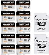 gigastone 8gb 10-pack mlc micro sd card: запись видео высокой надежности full hd для камер безопасности, автомобильной видеорегистраторов, наблюдения - 85 мб/с, u1 c10. логотип