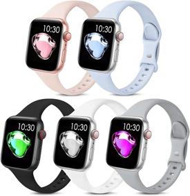 img 4 attached to EOMTAM 5 пакеты спортивных узких браслетов, совместимые с ремешками Apple Watch 38 мм 40 мм 41 мм женский мужской аксессуары и принадлежности