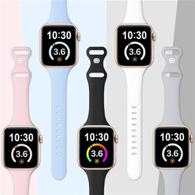 img 3 attached to EOMTAM 5 пакеты спортивных узких браслетов, совместимые с ремешками Apple Watch 38 мм 40 мм 41 мм женский мужской аксессуары и принадлежности