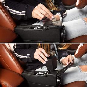 img 2 attached to 🚗 Zento Deals 2 Pack of Black Car Console Side Organizer - Convenient Storage Solution for Cellphone, Wallet, Keys and Cup Holder