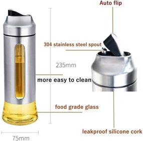 img 3 attached to 🍶 Stainless Steel Olive Oil Dispenser Bottle with Automatic Cap - Drip Free Spout, Ideal for Kitchen Cooking - Oil Cruet Dispenser