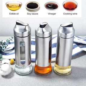 img 2 attached to 🍶 Stainless Steel Olive Oil Dispenser Bottle with Automatic Cap - Drip Free Spout, Ideal for Kitchen Cooking - Oil Cruet Dispenser