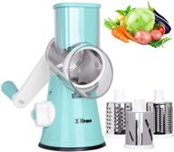 x home rotary cheese grater: efficient handheld shredder with rubber suction base, 3 stainless drum blades included (blue) logo