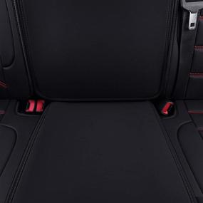 img 3 attached to 🚗 Luckyman Club 56-SLD Bench Seat Covers: Perfect Fit for 2007-2020 Sierra Chevy Silverado 1500 / 2500 HD / 3500 HD Crew, Double, Extended Cab with Water Proof Faux Leather - Black & Red Rear Covers