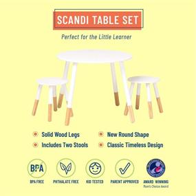 img 3 attached to 🪑 Wildkin Kids Scandi Table and Chairs: Ideal Table Set for Toddler Boys and Girls, Complete with Two Matching Stools, featuring Solid Wood Legs - Perfect for Homes, Daycares, and Classrooms (White/Natural)