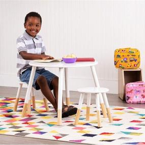 img 1 attached to 🪑 Wildkin Kids Scandi Table and Chairs: Ideal Table Set for Toddler Boys and Girls, Complete with Two Matching Stools, featuring Solid Wood Legs - Perfect for Homes, Daycares, and Classrooms (White/Natural)