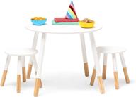 🪑 wildkin kids scandi table and chairs: ideal table set for toddler boys and girls, complete with two matching stools, featuring solid wood legs - perfect for homes, daycares, and classrooms (white/natural) логотип