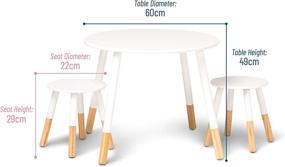 img 2 attached to 🪑 Wildkin Kids Scandi Table and Chairs: Ideal Table Set for Toddler Boys and Girls, Complete with Two Matching Stools, featuring Solid Wood Legs - Perfect for Homes, Daycares, and Classrooms (White/Natural)