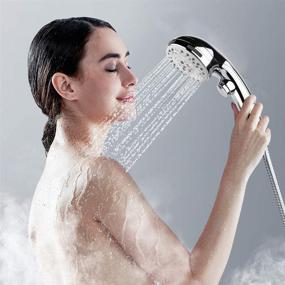 img 1 attached to 🚿 AriTan Handheld Shower Head with Hose and ON/OFF Switch - 6 Spray Settings for High Pressure - Detachable Chrome Shower Head without Bracket