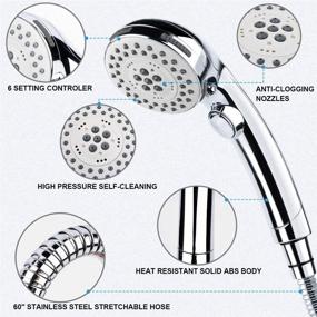 img 3 attached to 🚿 AriTan Handheld Shower Head with Hose and ON/OFF Switch - 6 Spray Settings for High Pressure - Detachable Chrome Shower Head without Bracket