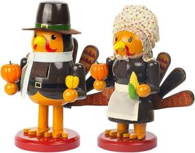 img 2 attached to FUNPENY 7 Inch Wooden Turkey Nutcracker Figures: Festive Christmas Decorations, Set of 2 for Tabletops, Fireplace & Thanksgiving