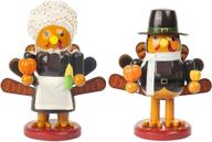 funpeny 7 inch wooden turkey nutcracker figures: festive christmas decorations, set of 2 for tabletops, fireplace & thanksgiving logo