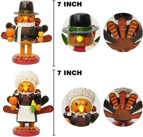 img 3 attached to FUNPENY 7 Inch Wooden Turkey Nutcracker Figures: Festive Christmas Decorations, Set of 2 for Tabletops, Fireplace & Thanksgiving