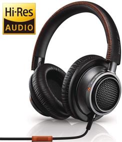 img 2 attached to Hi-Res Philips Fidelio L2BO Over-ear Premium Portable Headphones with In-line Mic, Noise Isolation - Black/Orange
