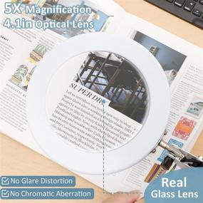 img 3 attached to LANCOSC Magnifying Glass with Light and Stand: 5X Real 🔍 Glass Lens, LED Lighted Arm Magnifier Desk Lamp for Crafts and Reading