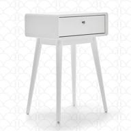 💫 chic and sleek: elle decor rory mid-century side table in white – modern accent bedside nightstand with convenient drawer логотип