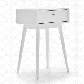 img 2 attached to 💫 Chic and Sleek: Elle Decor Rory Mid-Century Side Table in White – Modern Accent Bedside Nightstand with Convenient Drawer