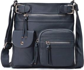 img 4 attached to KL928 Khaki Leather Crossbody Shoulder Handbag & Wallet Set - Women's