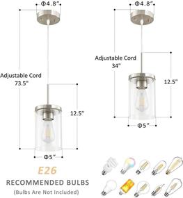 img 2 attached to 💡 OUVR Pendant Light Fixture: Stylish Brushed Nickel Kitchen Island Lighting for Farmhouse Aesthetics - Adjustable for Flat and Slop Ceilings