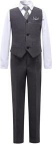 img 4 attached to Plsily Boys Stripe Suit Vest Set: Formal Suits for Boys